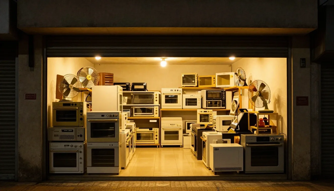 Taller de reparaciones con banco de madera y luz de ventana